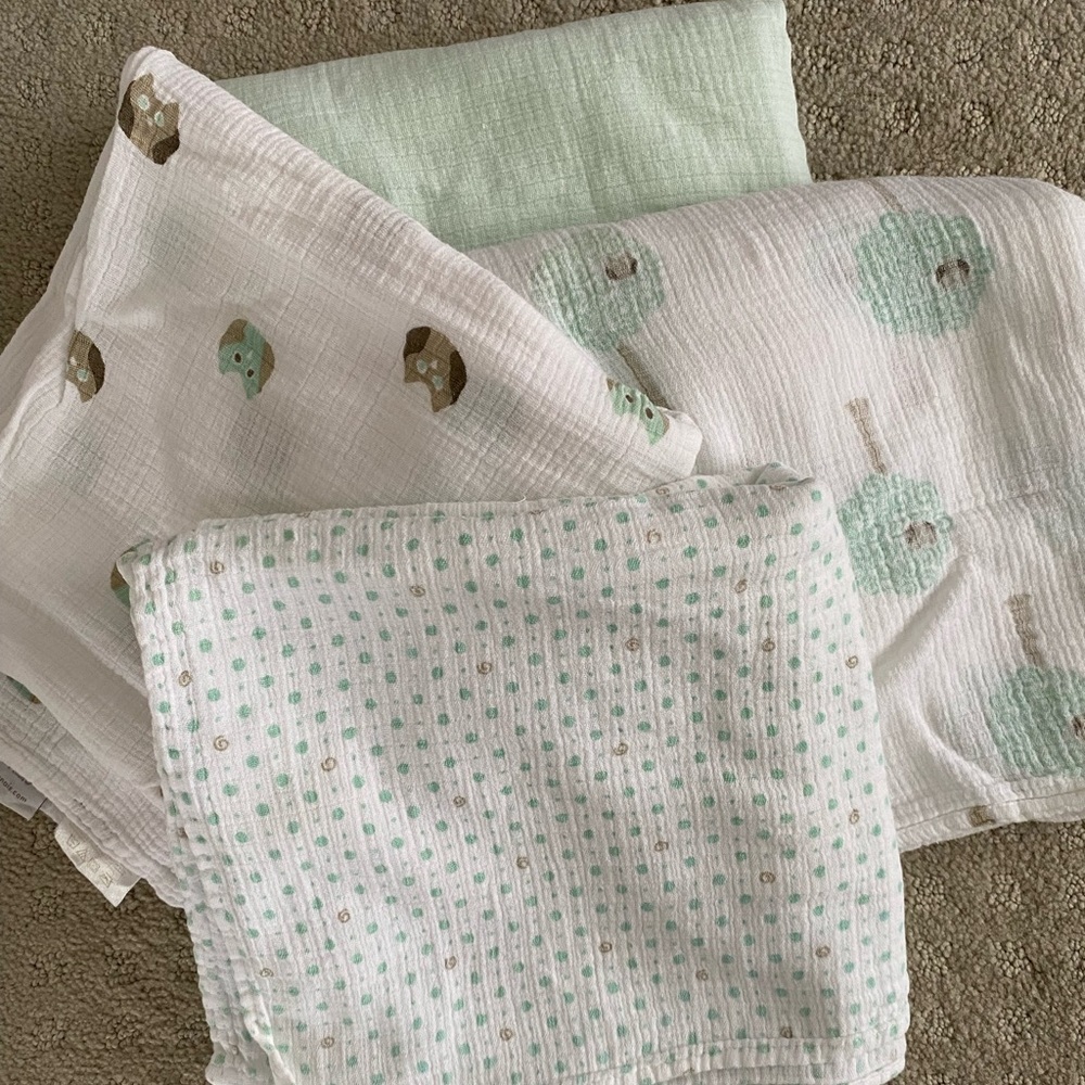 Aden + Anais Cotton Muslin Swaddle 4pk Green Hoot Owl